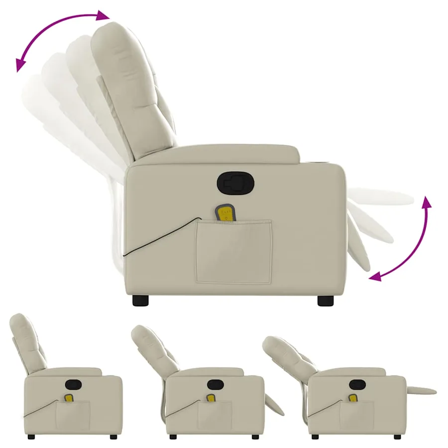 Fauteuil inclinable de massage Crème Similicuir - 6