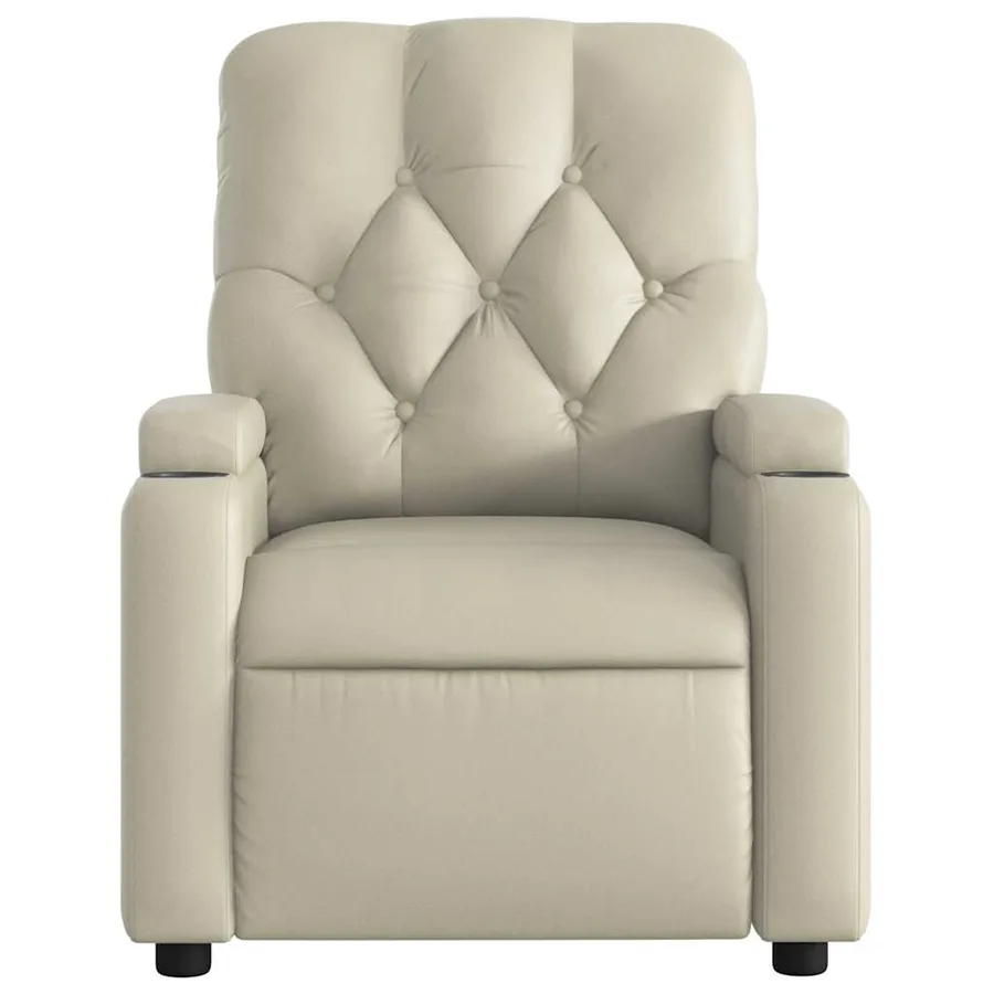 Fauteuil inclinable de massage Crème Similicuir - 8