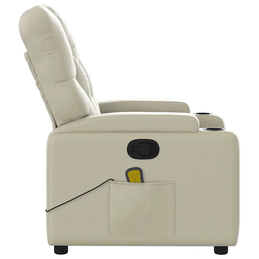 Fauteuil inclinable de massage Crème Similicuir - 9