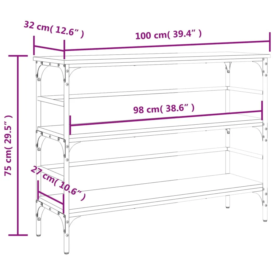 Table console noir 100x32x75 cm bois d'ingénierie - 10