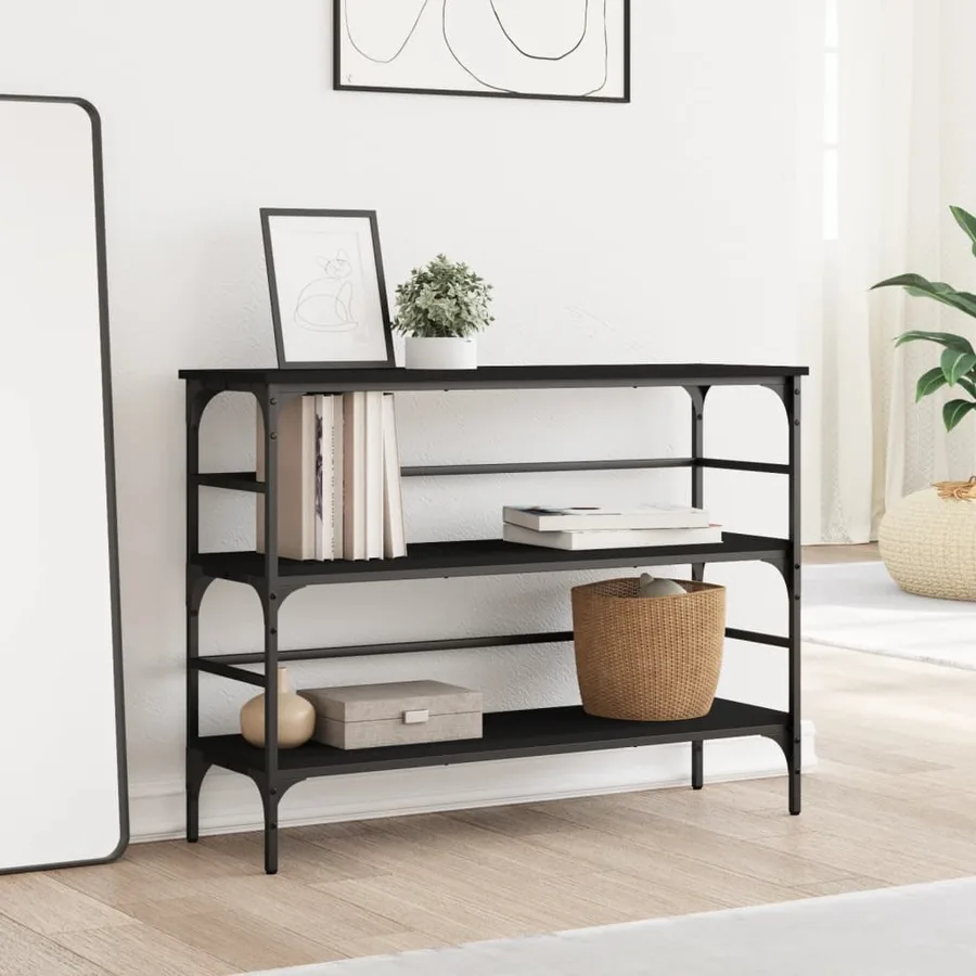 Table console noir 100x32x75 cm bois d'ingénierie - 3