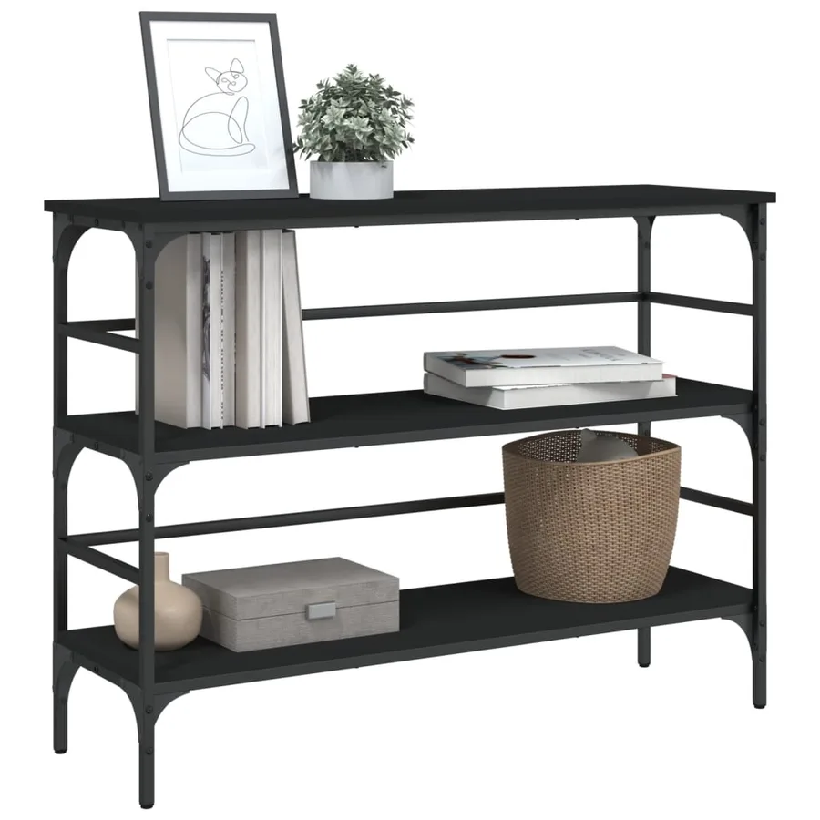 Table console noir 100x32x75 cm bois d'ingénierie - 4