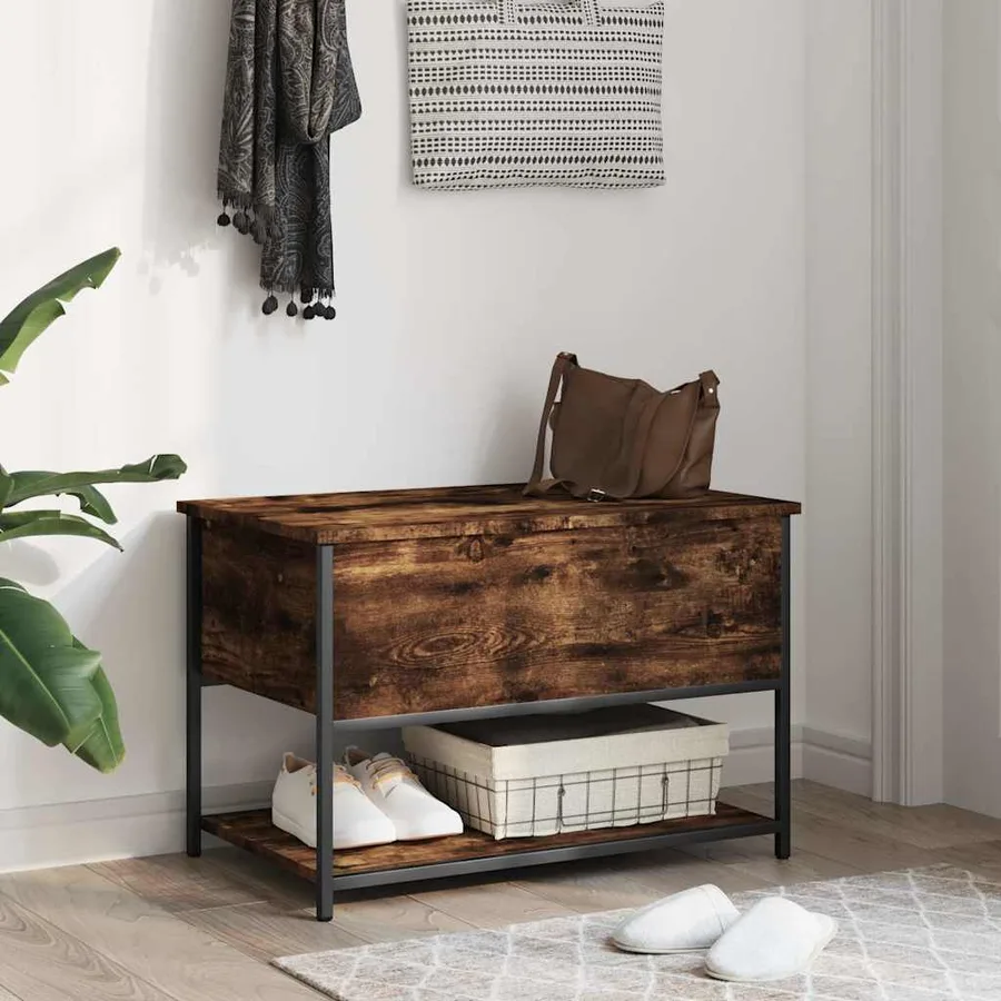 Banc de rangement chêne fumé 70x42,5x47 cm bois d'ingénierie - 3