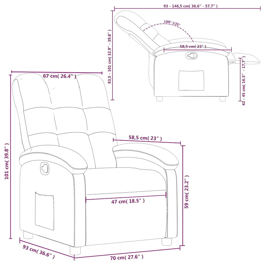 Fauteuil inclinable Marron Tissu - 11