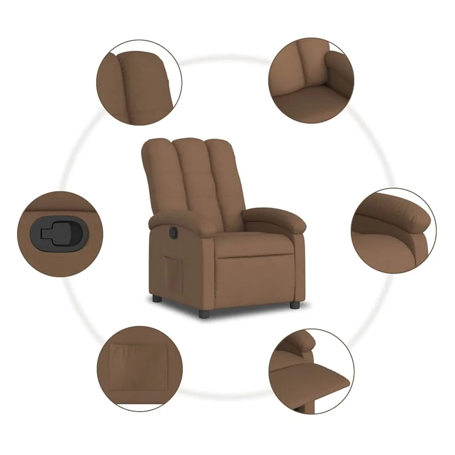 Fauteuil inclinable Marron Tissu - 7