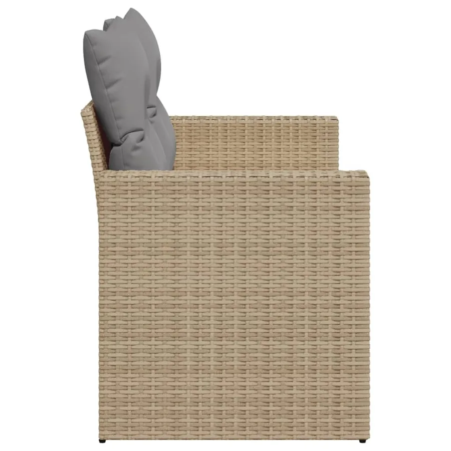 Canapé de jardin avec coussins 2 places beige résine tressée - 5