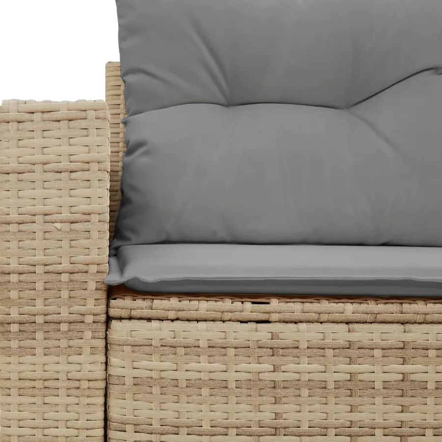 Canapé de jardin avec coussins 2 places beige résine tressée - 7