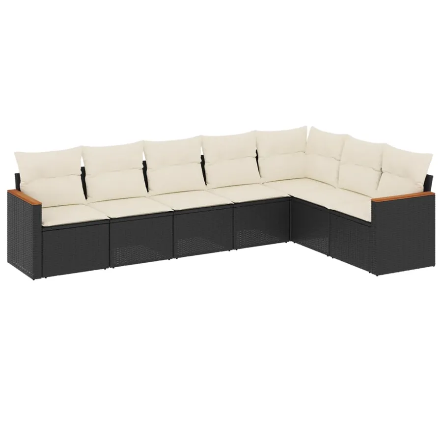 Salon de jardin 7 pcs avec coussins noir résine tressée 62 x 62 x 69 cm - 55,7 kg - 2