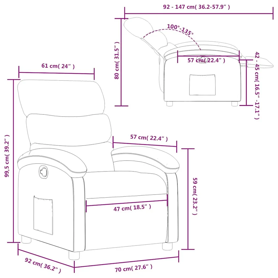 Fauteuil inclinable Taupe Tissu - 11