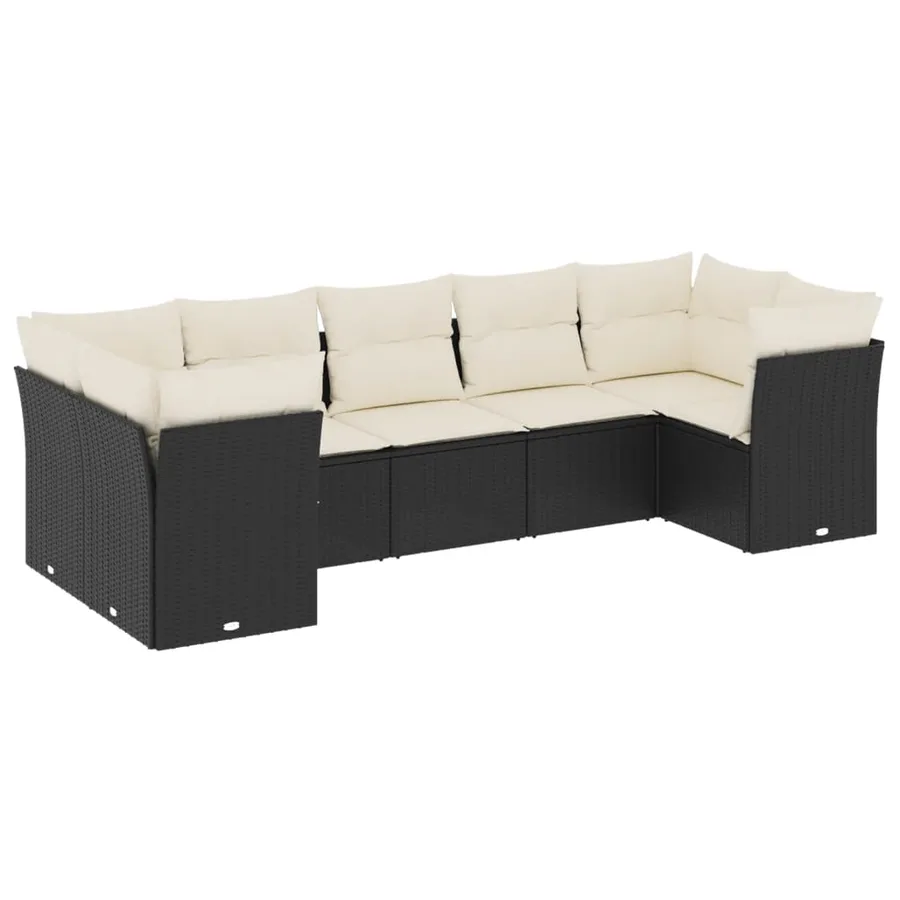 Salon de jardin 7 pcs avec coussins noir résine tressée 55 x 62 x 69 cm - 59,1 kg - 2