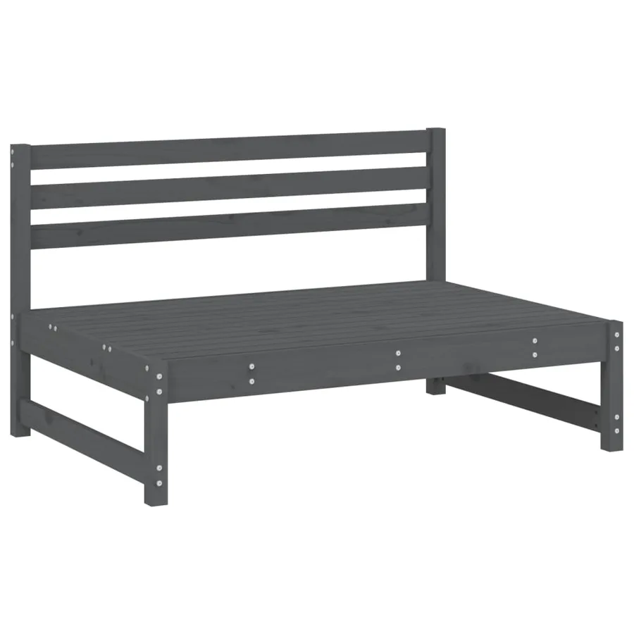 Salon de jardin 4 pcs gris bois massif de pin - 3