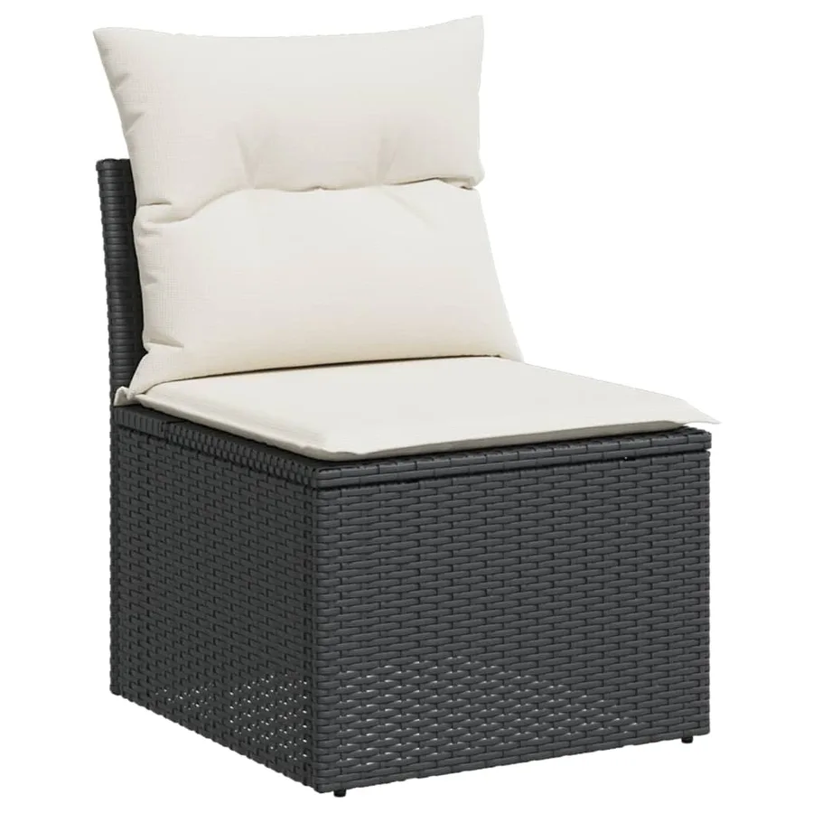 Salon de jardin 6 pcs avec coussins noir résine tressée - 4