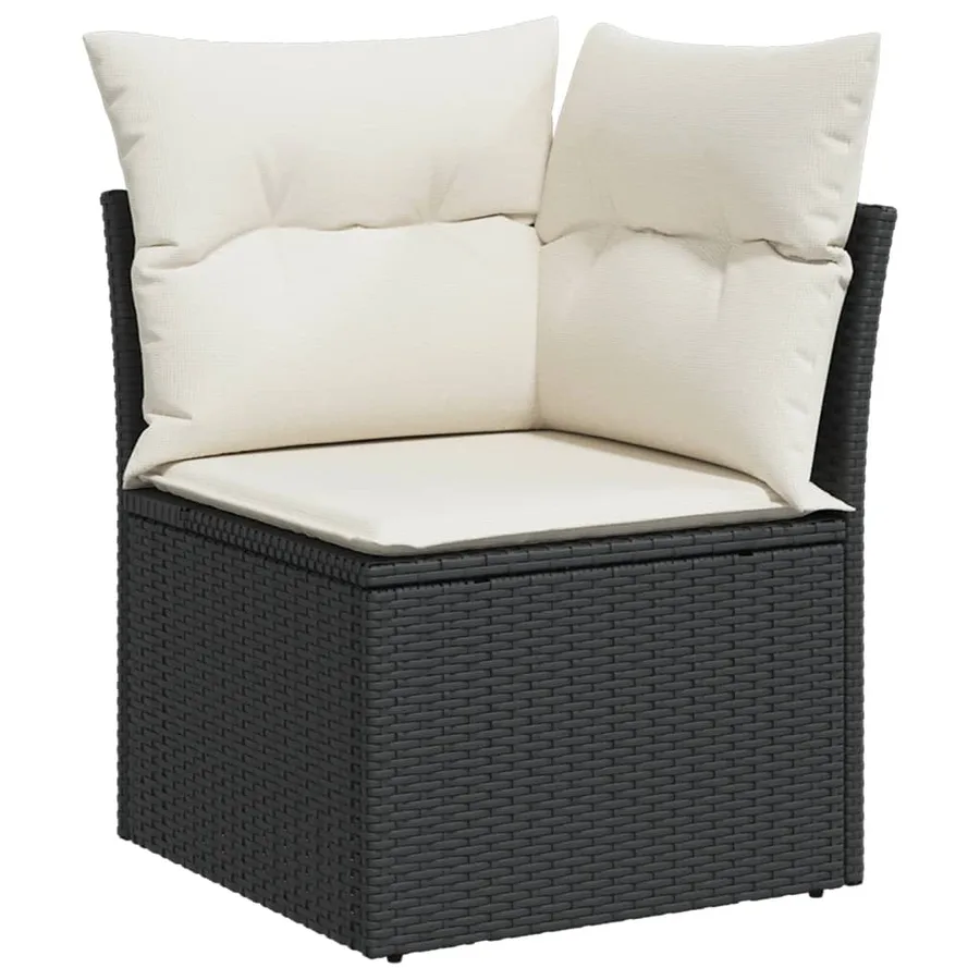 Salon de jardin 6 pcs avec coussins noir résine tressée - 5