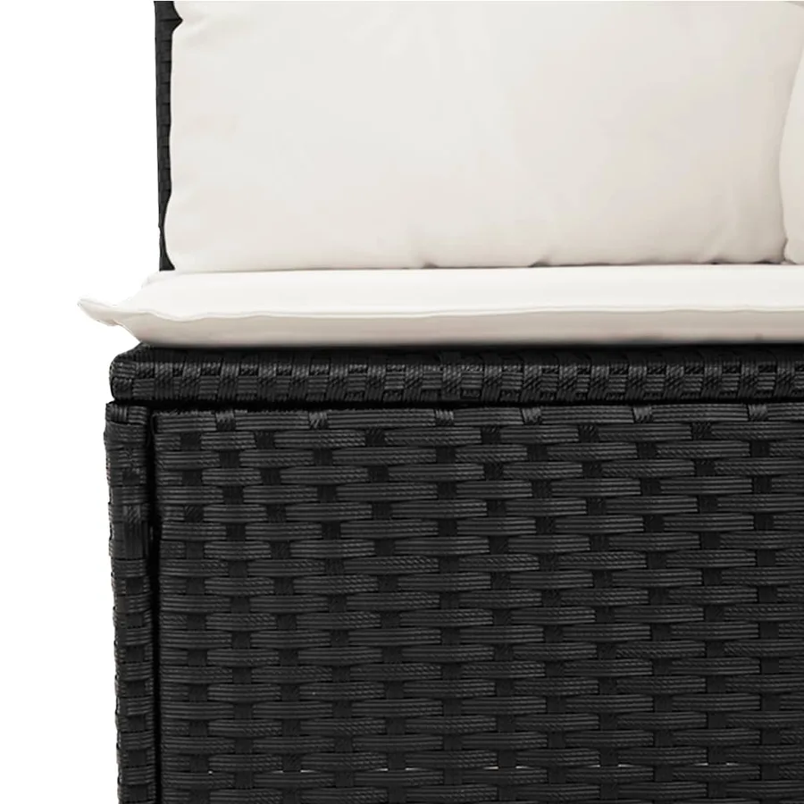 Salon de jardin 6 pcs avec coussins noir résine tressée - 6