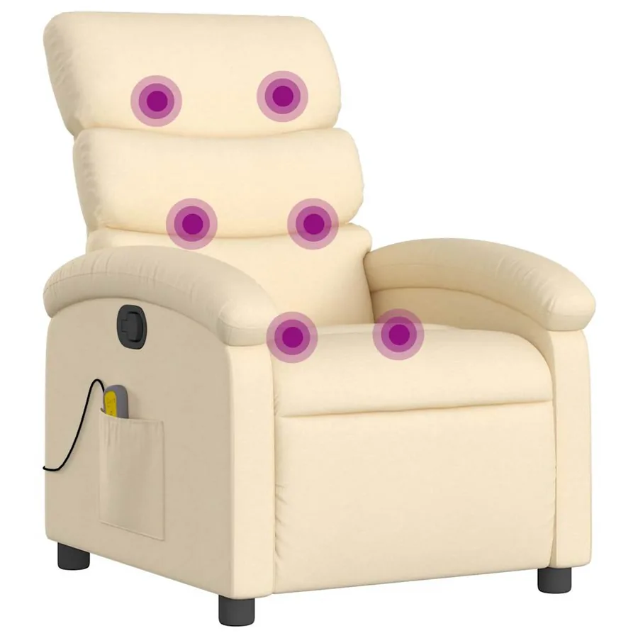 Fauteuil de massage inclinable Crème Tissu - 2