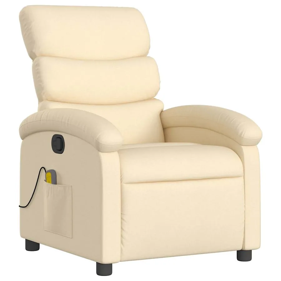 Fauteuil de massage inclinable Crème Tissu - 4