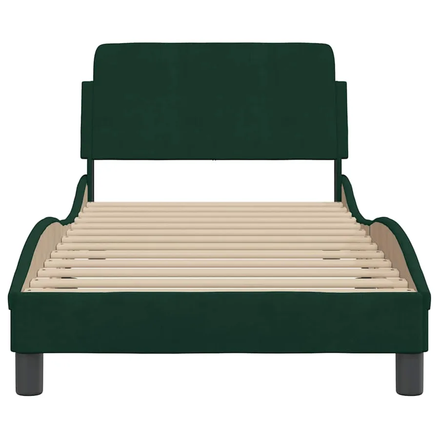 Cadre de lit Dover vert foncé 90x200 cm velours - 4