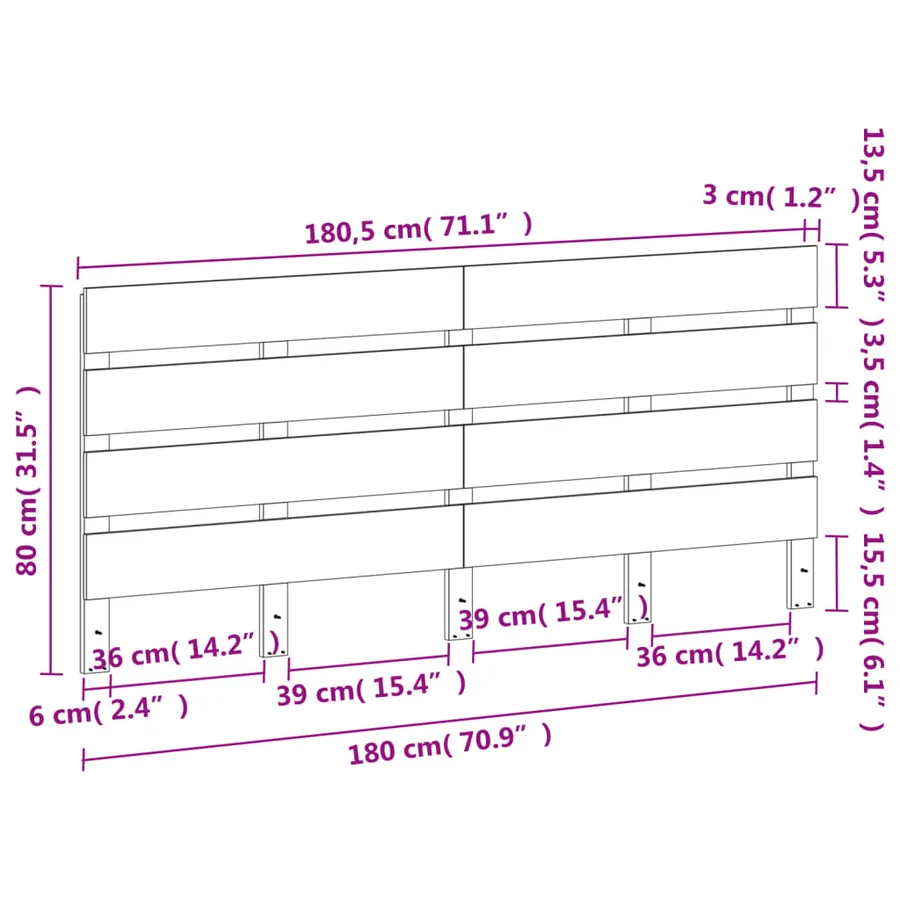 Tête de lit cire marron 135 cm bois massif de pin - 9