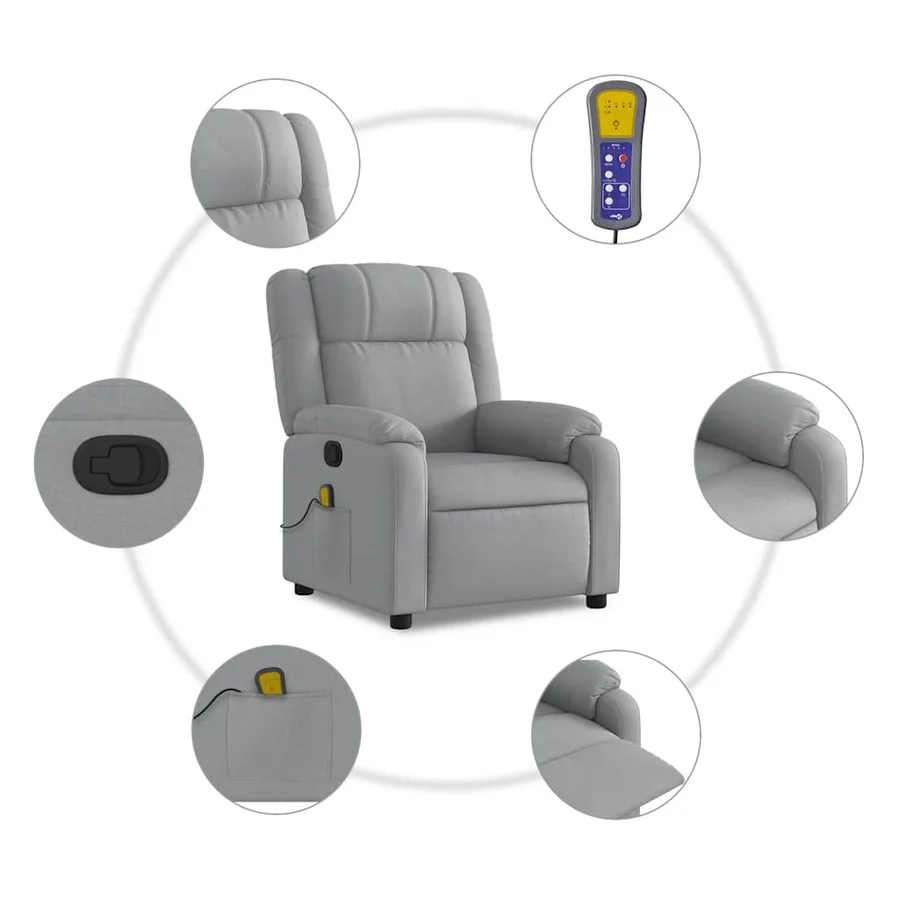 Fauteuil de massage inclinable Gris clair Tissu - 7