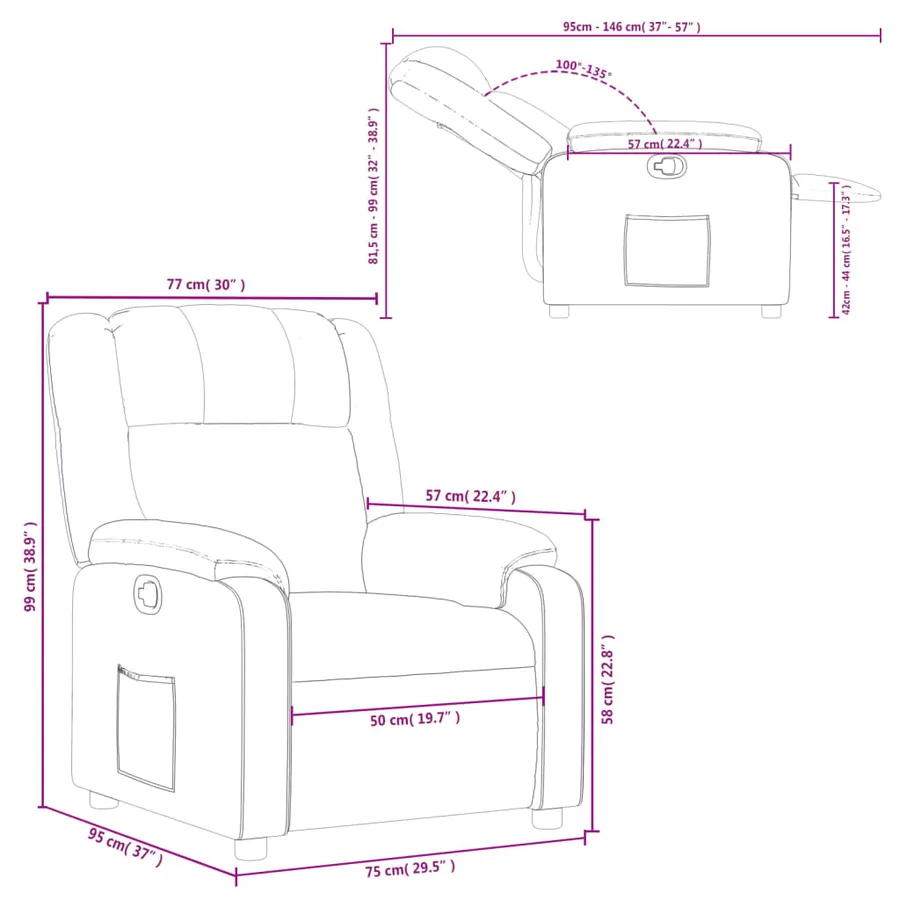 Fauteuil inclinable vert foncé tissu - 11