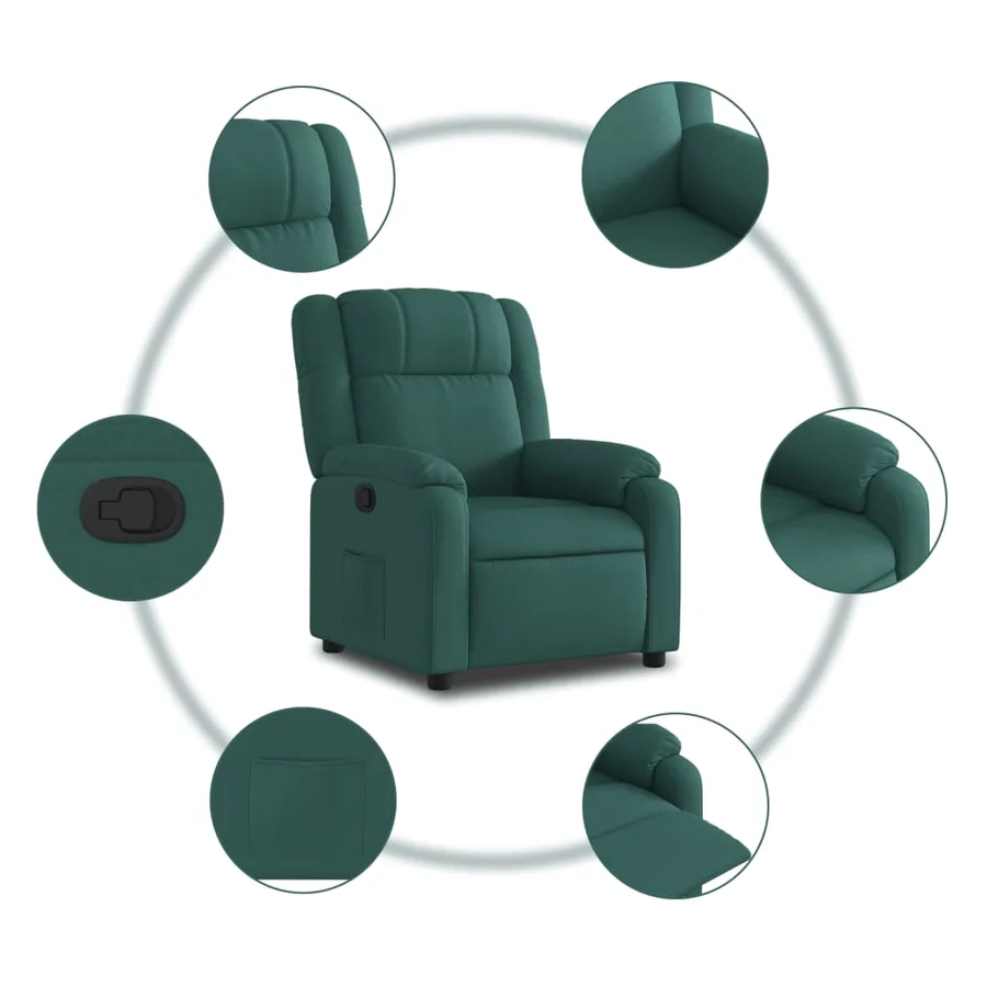 Fauteuil inclinable vert foncé tissu - 5