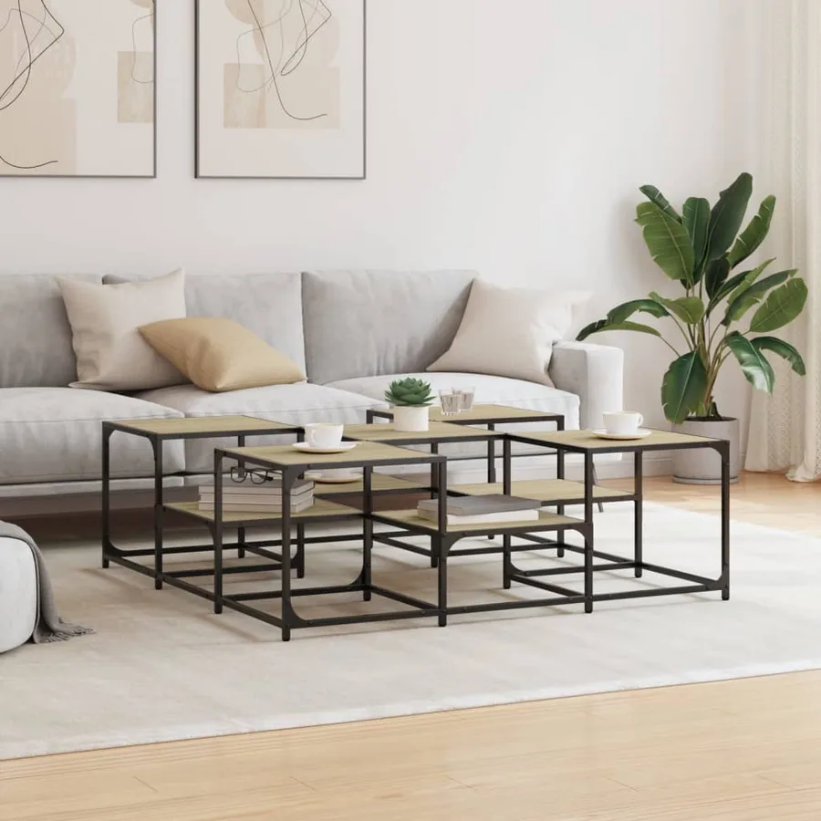 Table basse chêne sonoma 121x121x40 cm bois d'ingénierie - 3