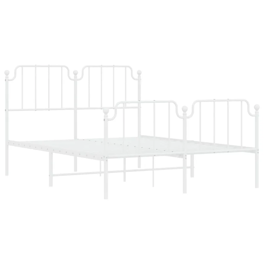 Cadre de lit métal sans matelas et pied de lit blanc 140x200 cm - 4