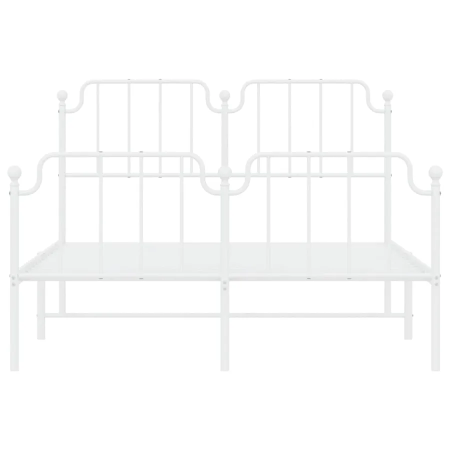 Cadre de lit métal sans matelas et pied de lit blanc 140x200 cm - 5