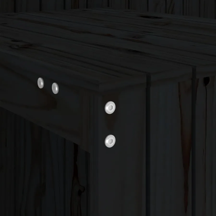 Set de balcon 2 places noir bois de pin massif - 7