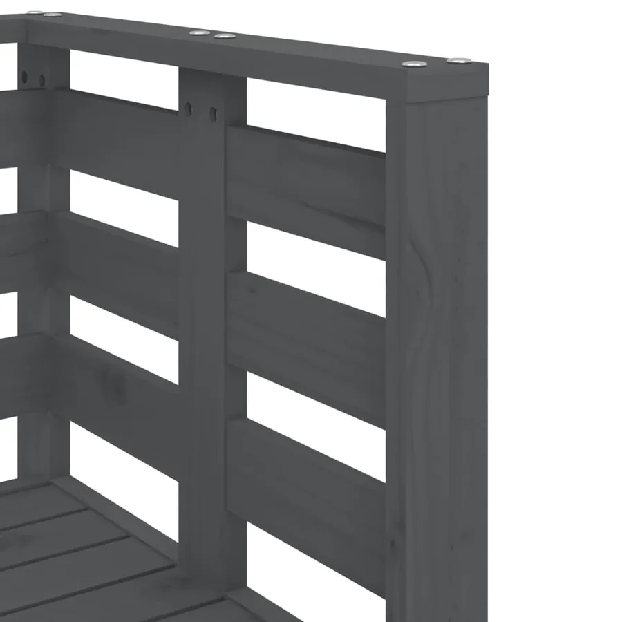 Salon de jardin 3 pcs gris bois massif de pin - 7