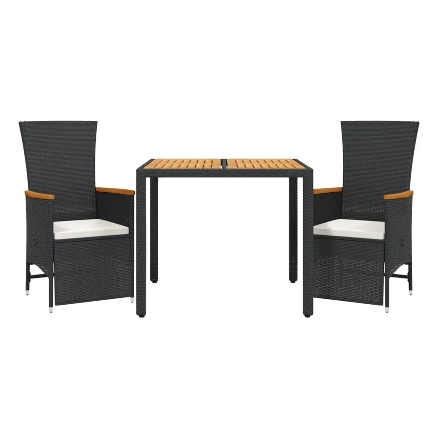 Ensemble à manger de jardin avec coussins 3 pcs Noir - 2