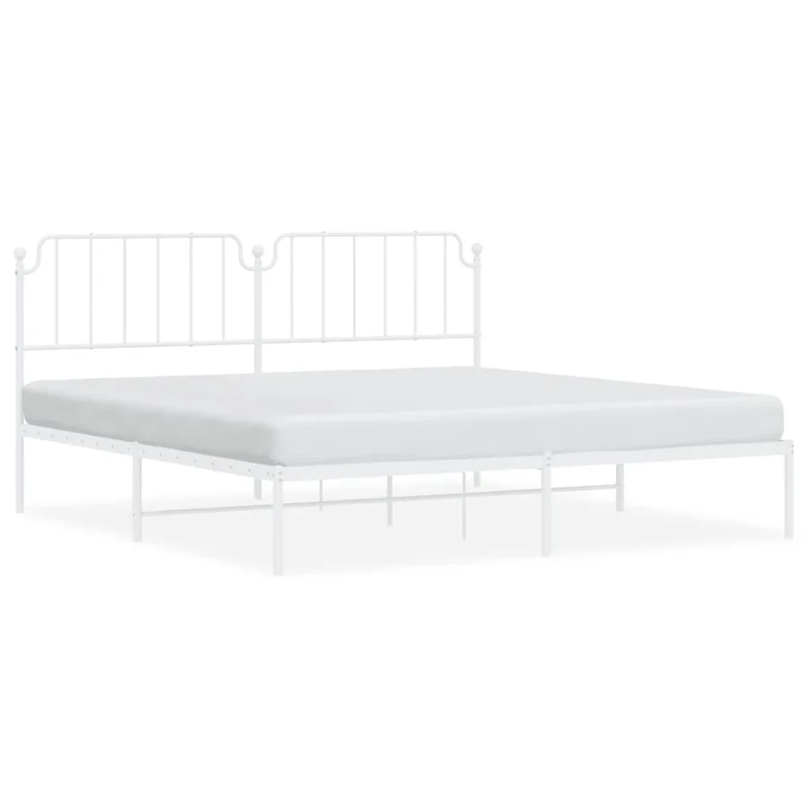 Cadre de lit métal sans matelas et tête de lit blanc 200x200 cm - 2