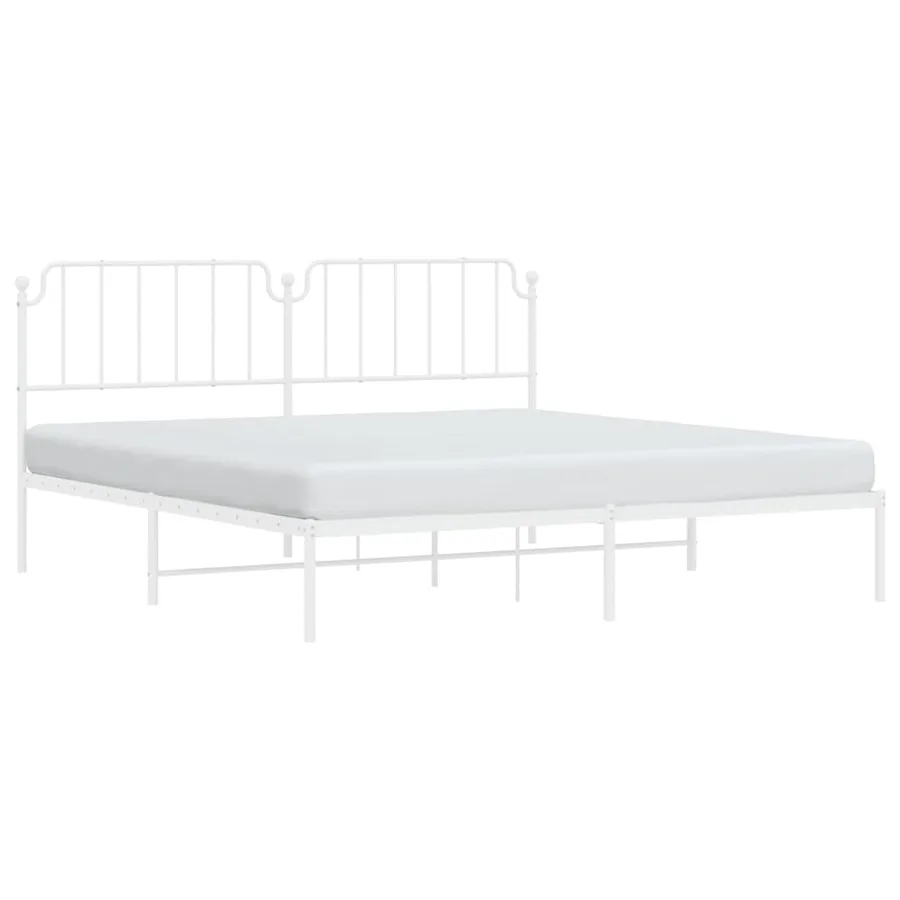Cadre de lit métal sans matelas et tête de lit blanc 200x200 cm - 3