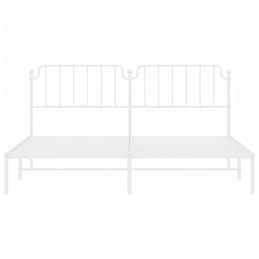 Cadre de lit métal sans matelas et tête de lit blanc 200x200 cm - 5