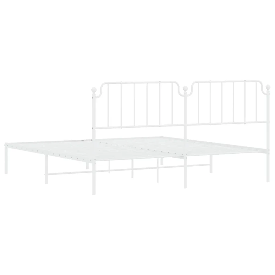 Cadre de lit métal sans matelas et tête de lit blanc 200x200 cm - 7