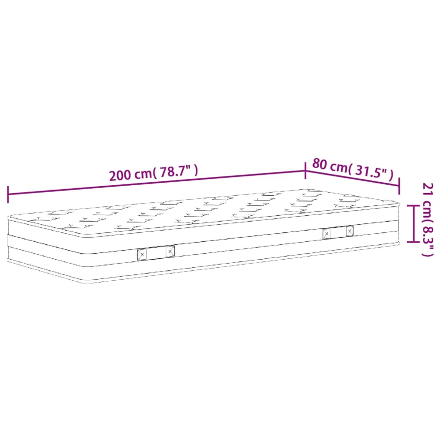 Matelas à ressorts bonnell moyen 80x200 cm - 9