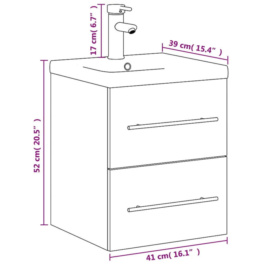 Armoire lavabo de salle de bain avec bassin intégré blanc - 10