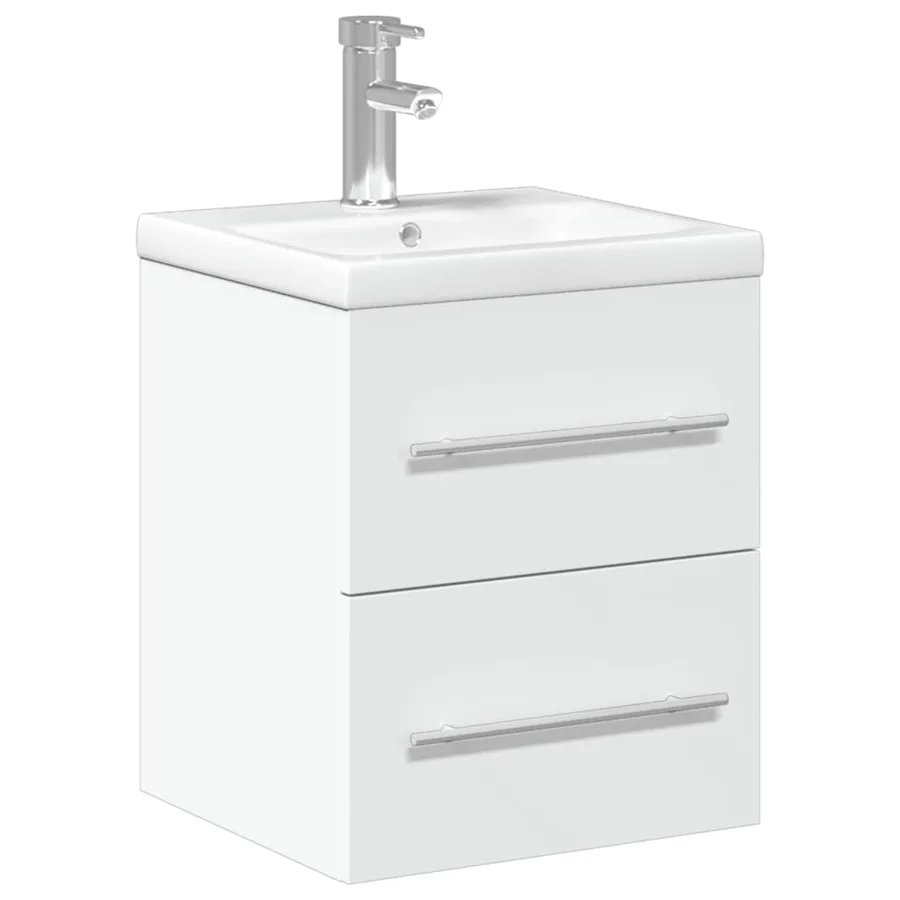 Armoire lavabo de salle de bain avec bassin intégré blanc - 2