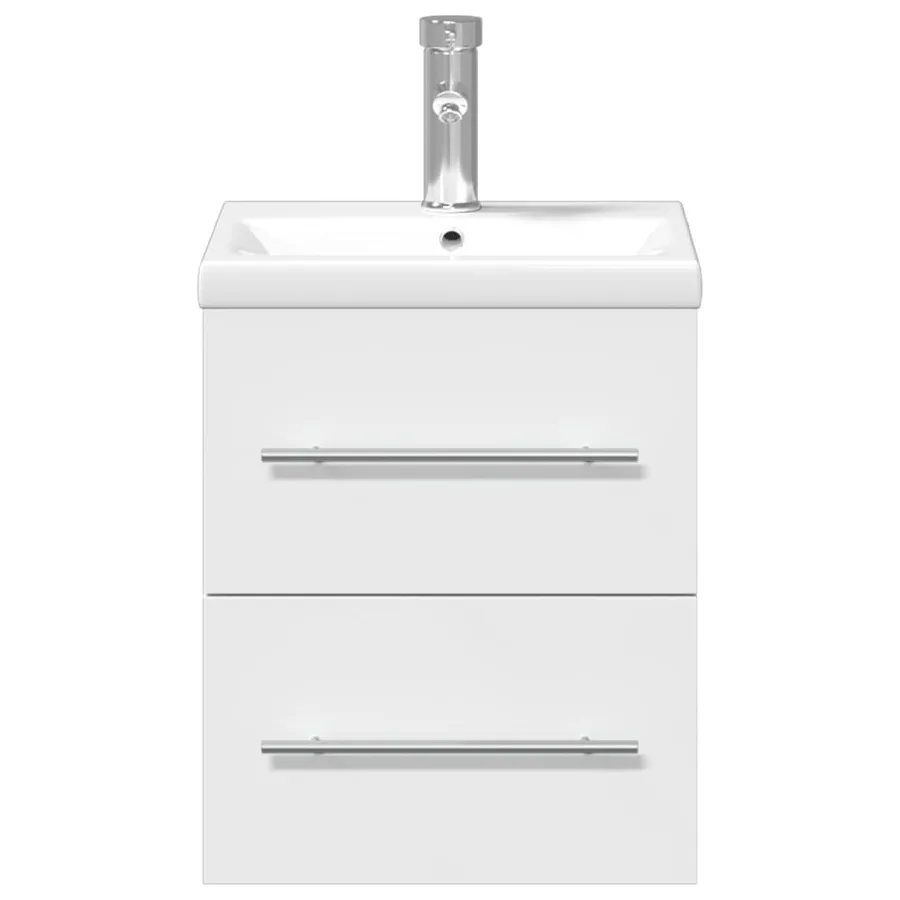 Armoire lavabo de salle de bain avec bassin intégré blanc - 4