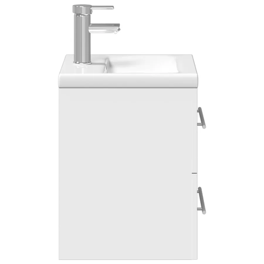 Armoire lavabo de salle de bain avec bassin intégré blanc - 6