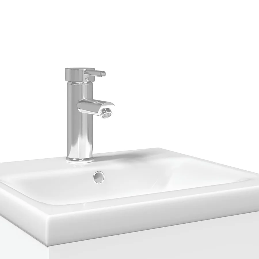 Armoire lavabo de salle de bain avec bassin intégré blanc - 8