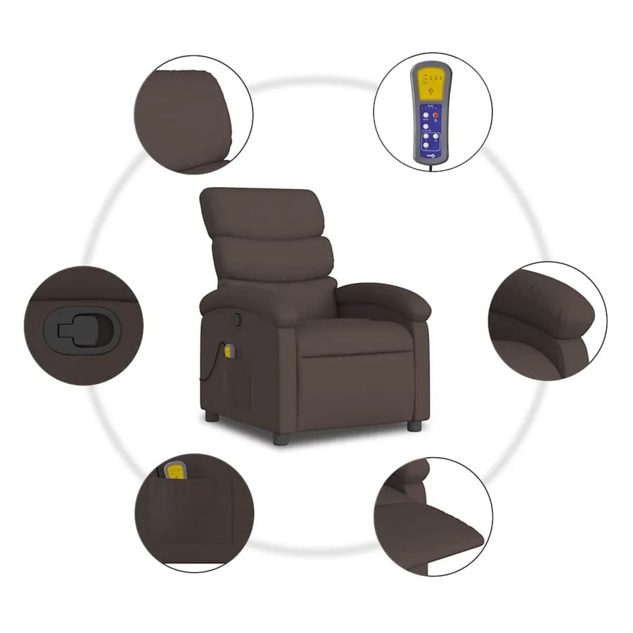 Fauteuil de massage inclinable Marron foncé Tissu - 8