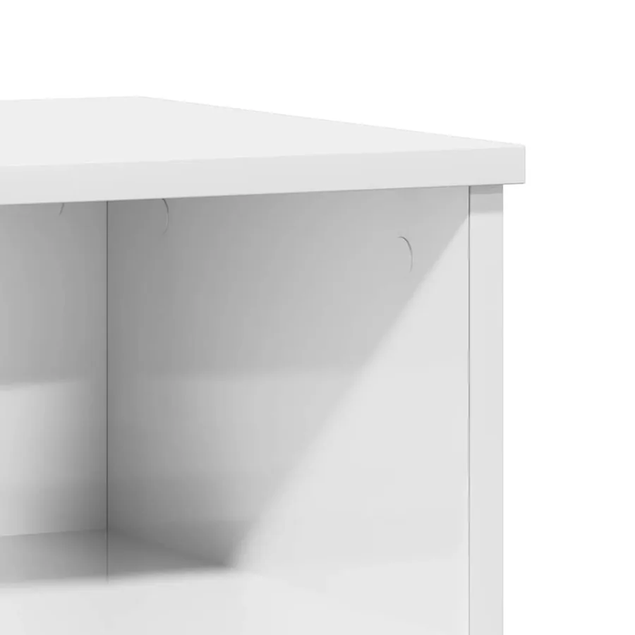 Table de chevet Blanc brillant 40x35x50 cm Bois d’ingénierie - 7