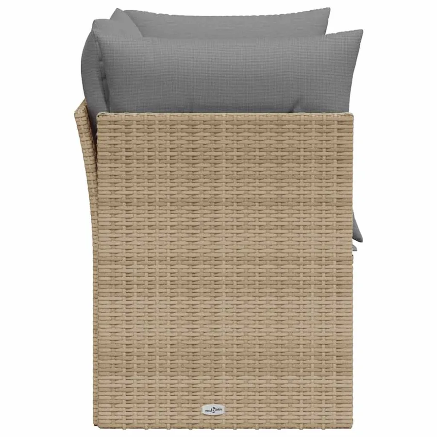 Canapé de jardin avec coussins 2 places beige résine tressée - 5