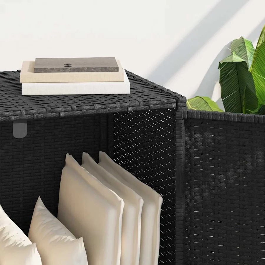 Armoire de rangement de jardin noir 83x45x76 cm résine tressée - 4