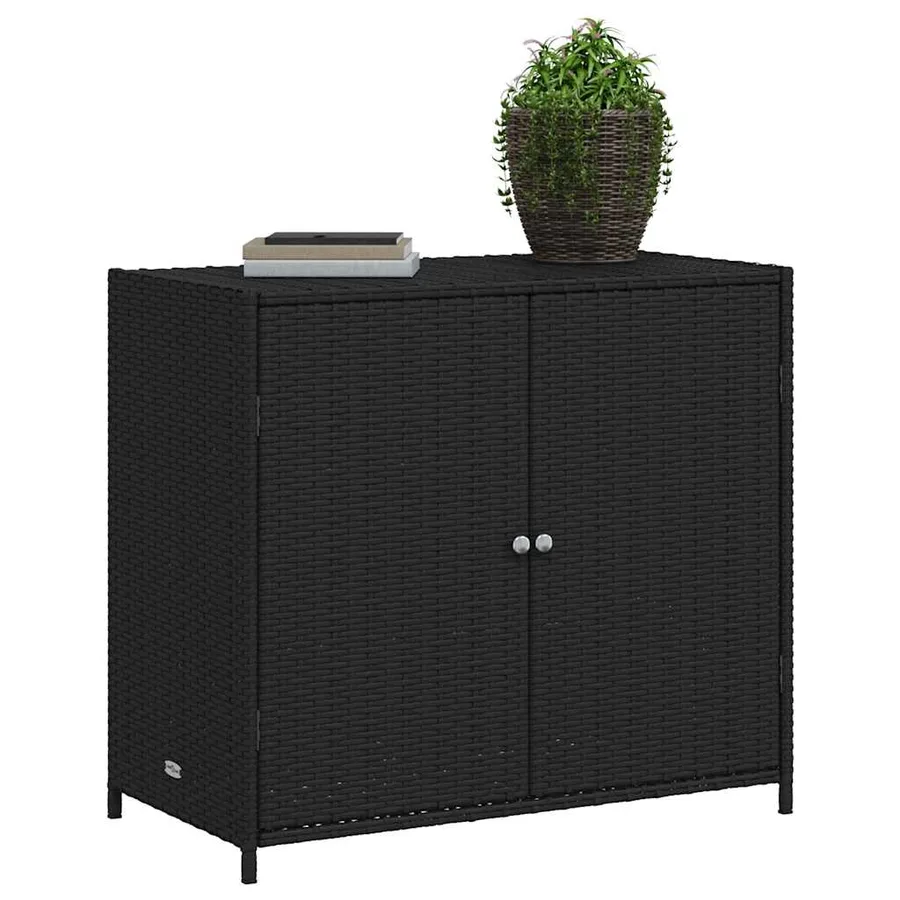 Armoire de rangement de jardin noir 83x45x76 cm résine tressée - 5