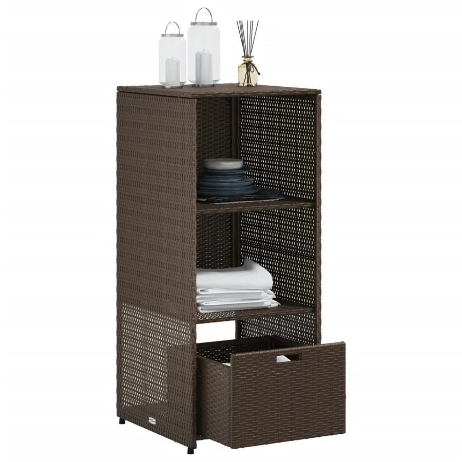 Armoire de rangement jardin marron 50x55x115 cm résine tressée - 5