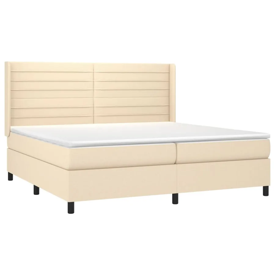 Sommier à lattes de lit matelas et LED Crème 200x200 cm Tissu - 4