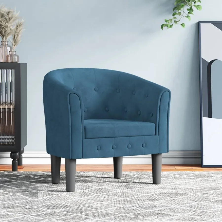 Chaise cabriolet bleu foncé velours