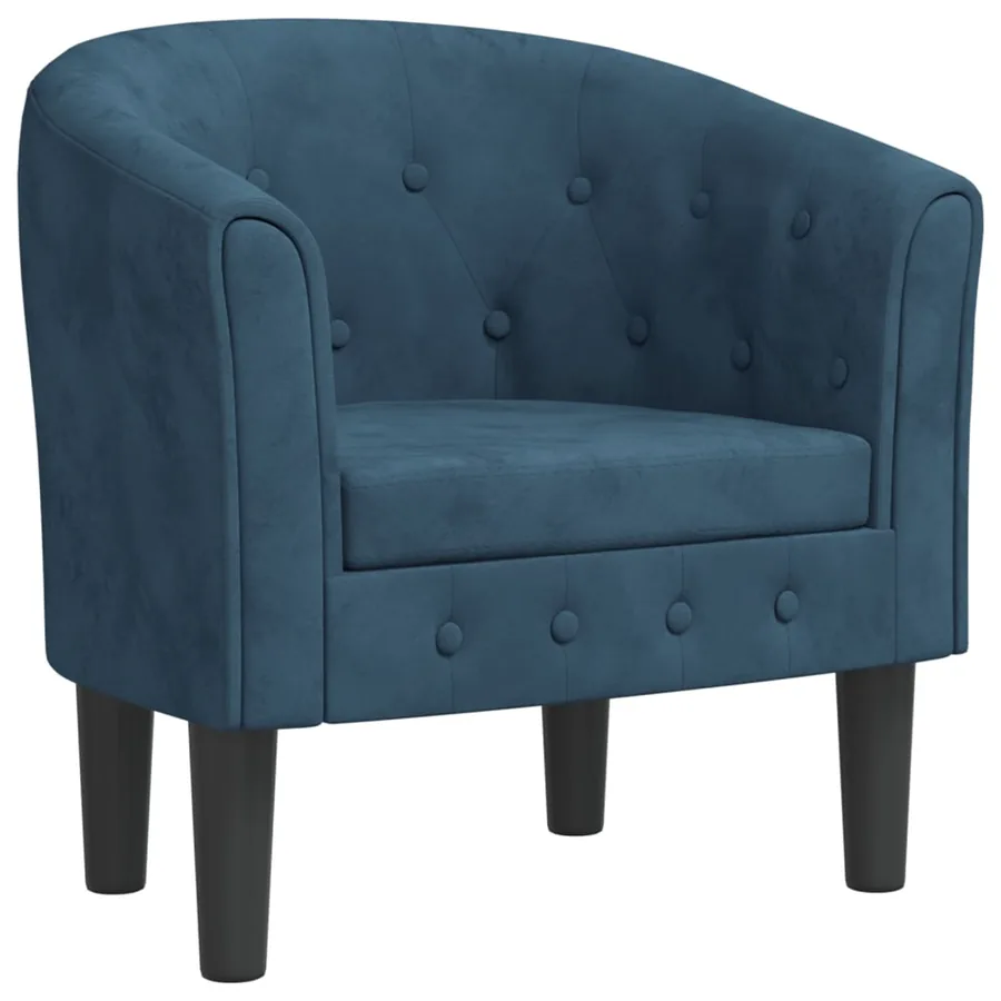 Chaise cabriolet bleu foncé velours - 2